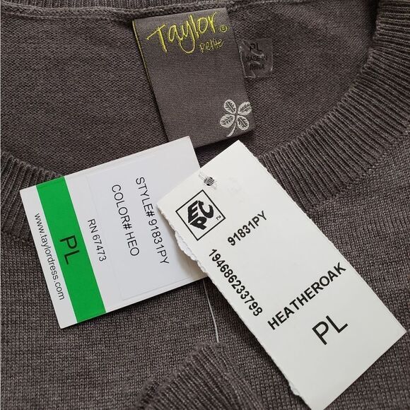 NEW! Taylor Petite Side-Tie Sweater Midi Dress - size PL (Petite Large) in Grey - Picture 10 of 12